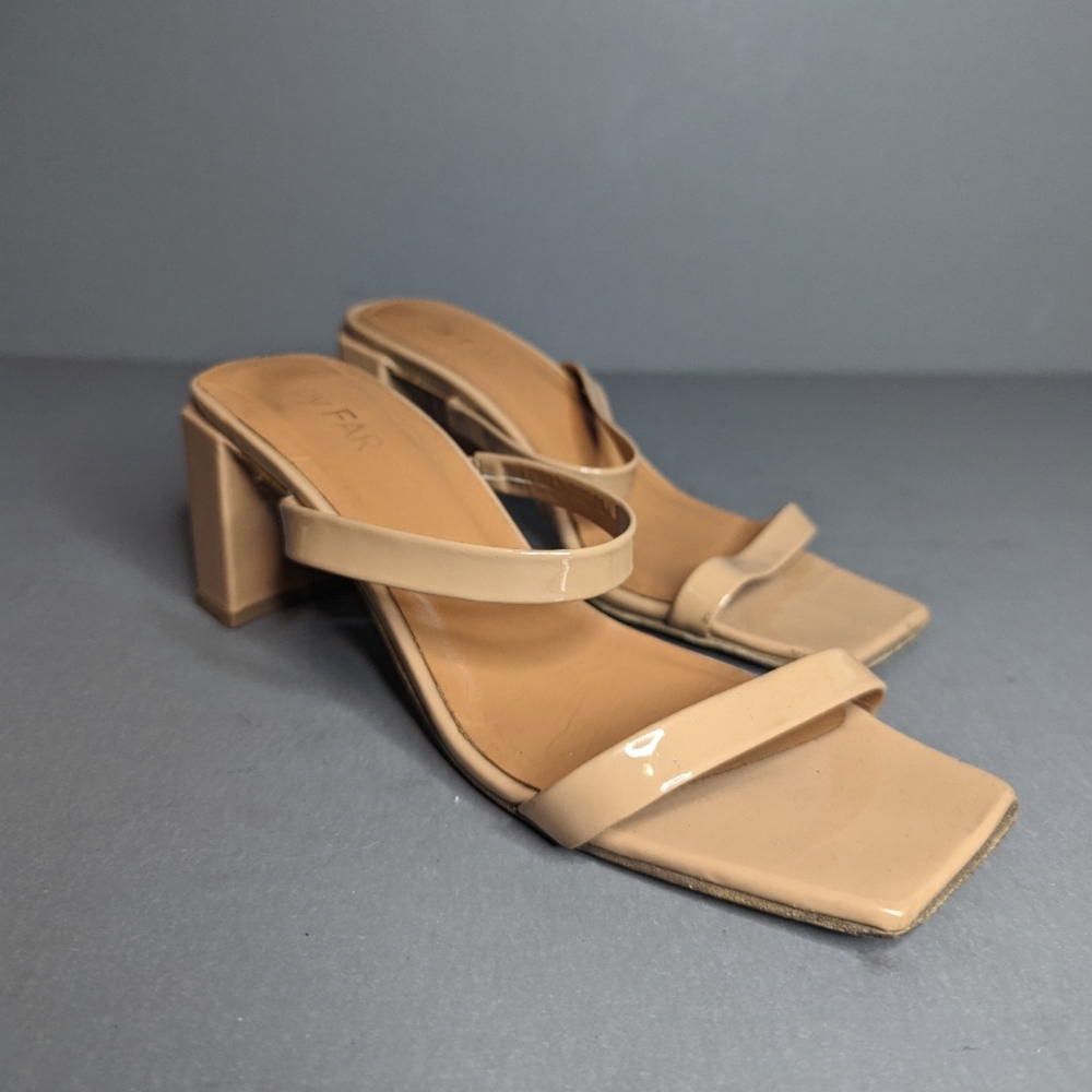 BY FAR Tanya Nude Patent Leather Sandal